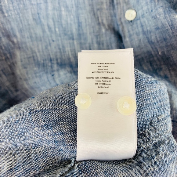 Michael Kors Mens Button Down Shirt 3XL 100% Linen - Picture 6 of 7